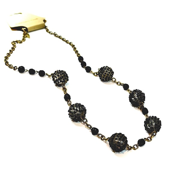 COLDWATER CREEK Black Bead Brass Station Necklace NWT - Picture 7 of 7